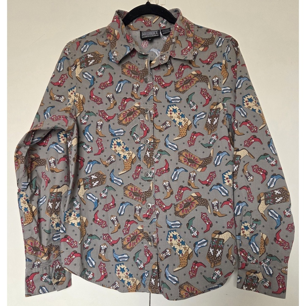 ROUGHRIDER by Circle T Women's Cowboy Boot Print  Western Shirt Size Med ~EUC ~